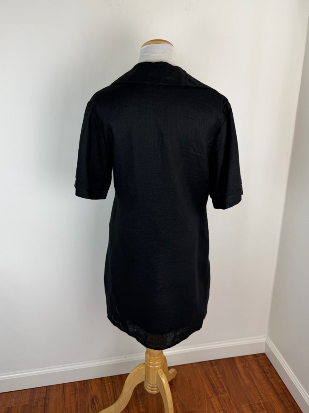 DISSH Candice Black Linen Polo Collared Mini Dress Size 4 - Picture 6 of 8